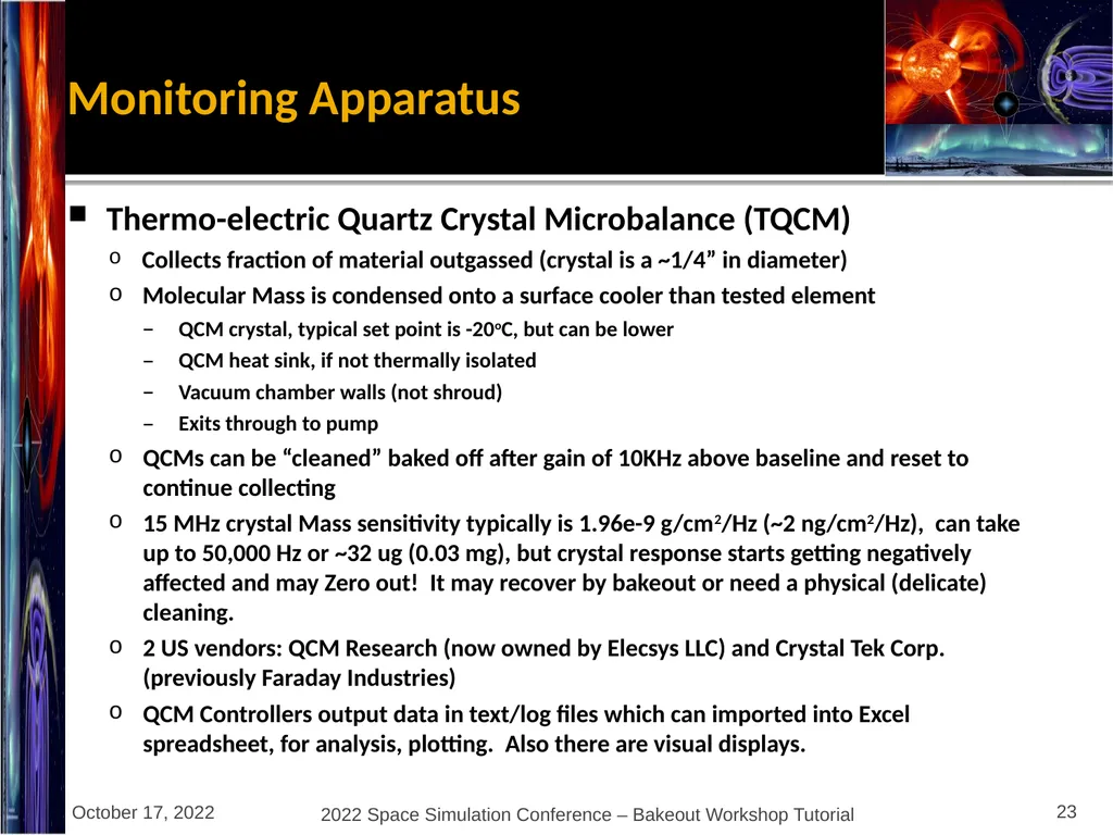 Bakeout Workshop Glenn Rosecrans, KBR, Inc. - slide 23 of 47