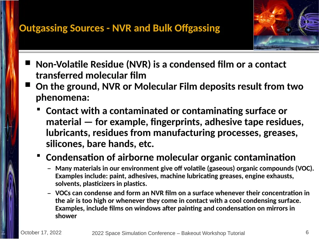 Bakeout Workshop Glenn Rosecrans, KBR, Inc. - slide 6 of 47