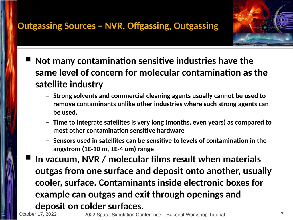 Bakeout Workshop Glenn Rosecrans, KBR, Inc. - slide 7 of 47