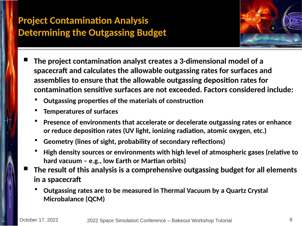 Bakeout Workshop Glenn Rosecrans, KBR, Inc. - slide 9 of 47
