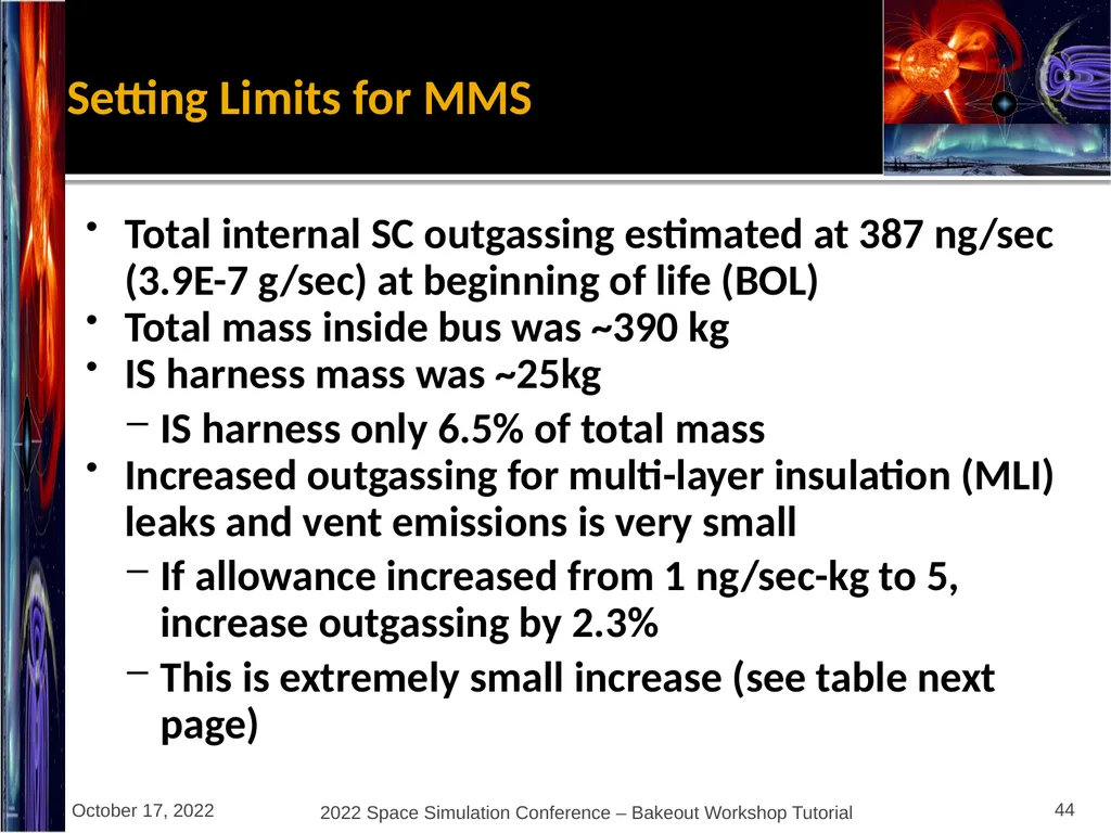 Bakeout Workshop Glenn Rosecrans, KBR, Inc. - slide 44 of 47
