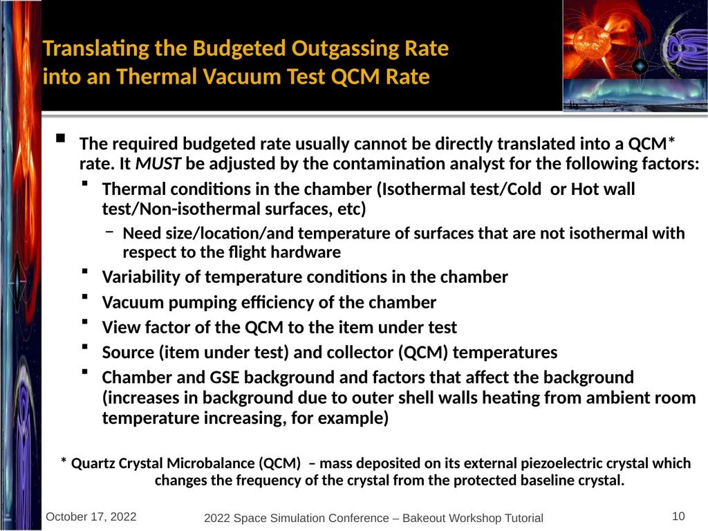 Bakeout Workshop Glenn Rosecrans, KBR, Inc. - slide 10 of 47