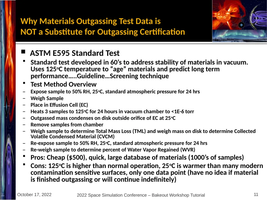 Bakeout Workshop Glenn Rosecrans, KBR, Inc. - slide 11 of 47