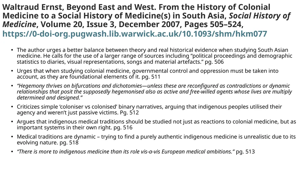 Week 21: Medical Colonisation Pratik Chakrabarti, - slide 4 of 7