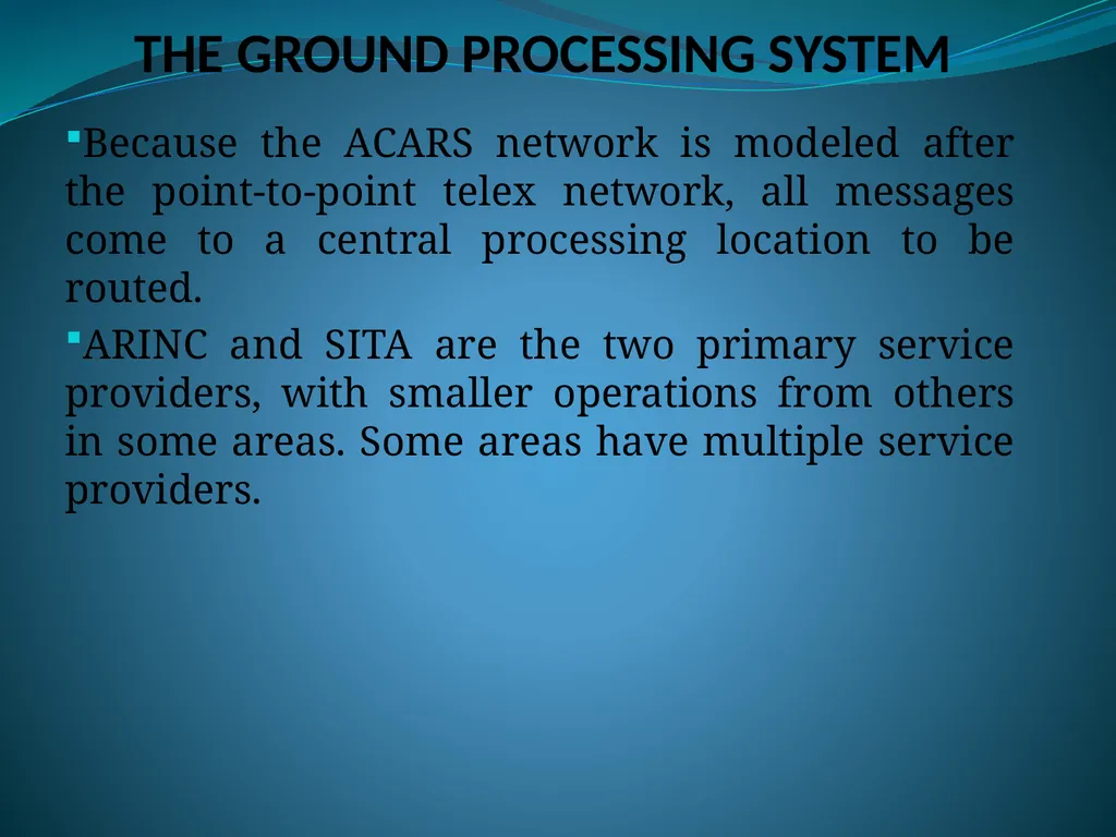 AIRCRAFT COMMUNICATIONS ADDRESSING AND REPORTING - slide 5 of 9