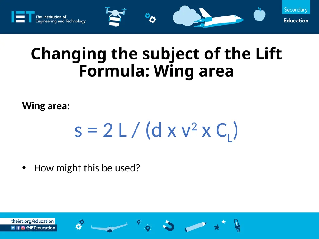 Flying by Numbers with the lift equation Using and - slide 5 of 10