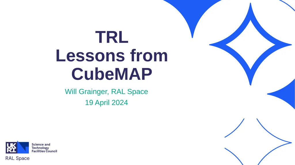 TRL Lessons from CubeMAP Will Grainger, RAL Space