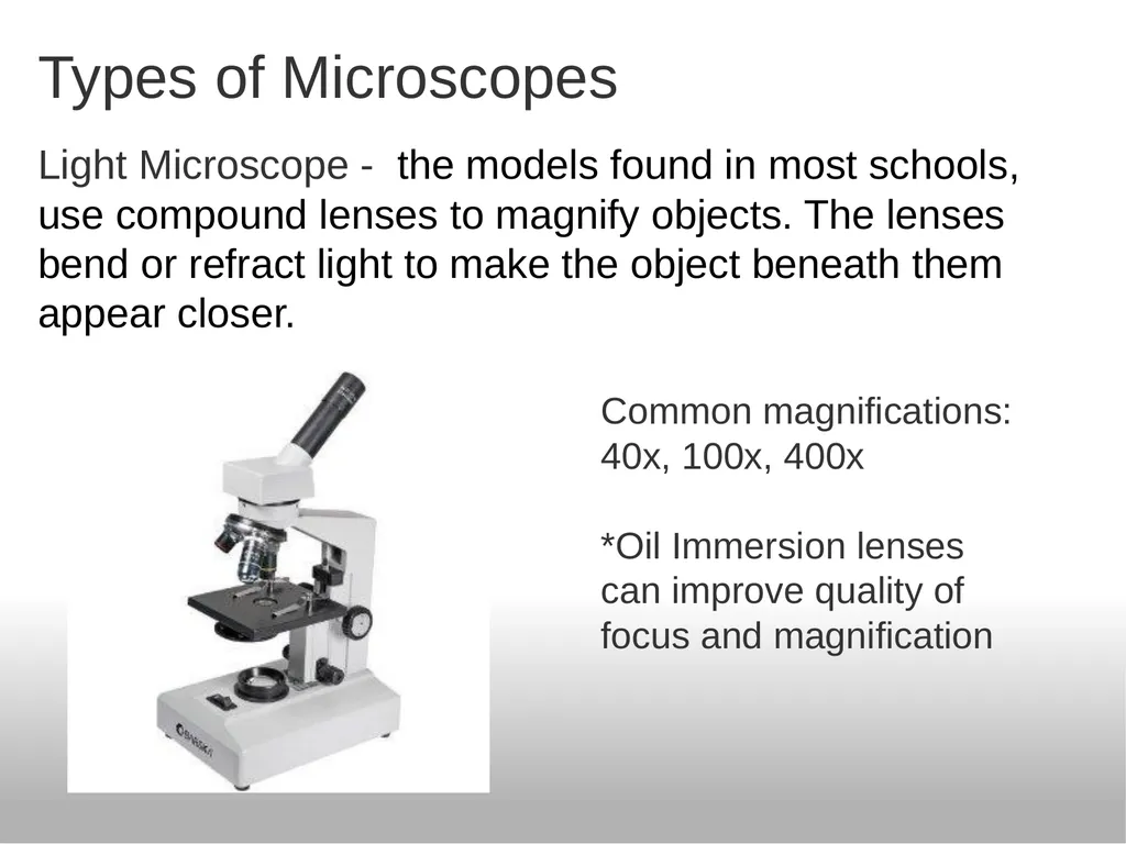 Introduction to the Microscope Types of - slide 2 of 23