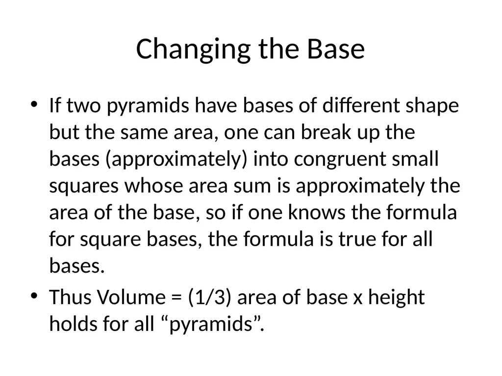 Cavalieri's Principle: Area and Volume Jim King - slide 13 of 20