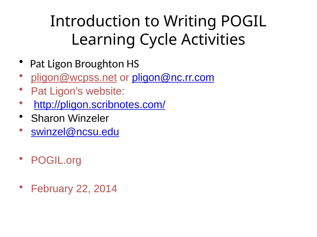 Introduction to Writing POGIL Learning Cycle - slide 1 of 37