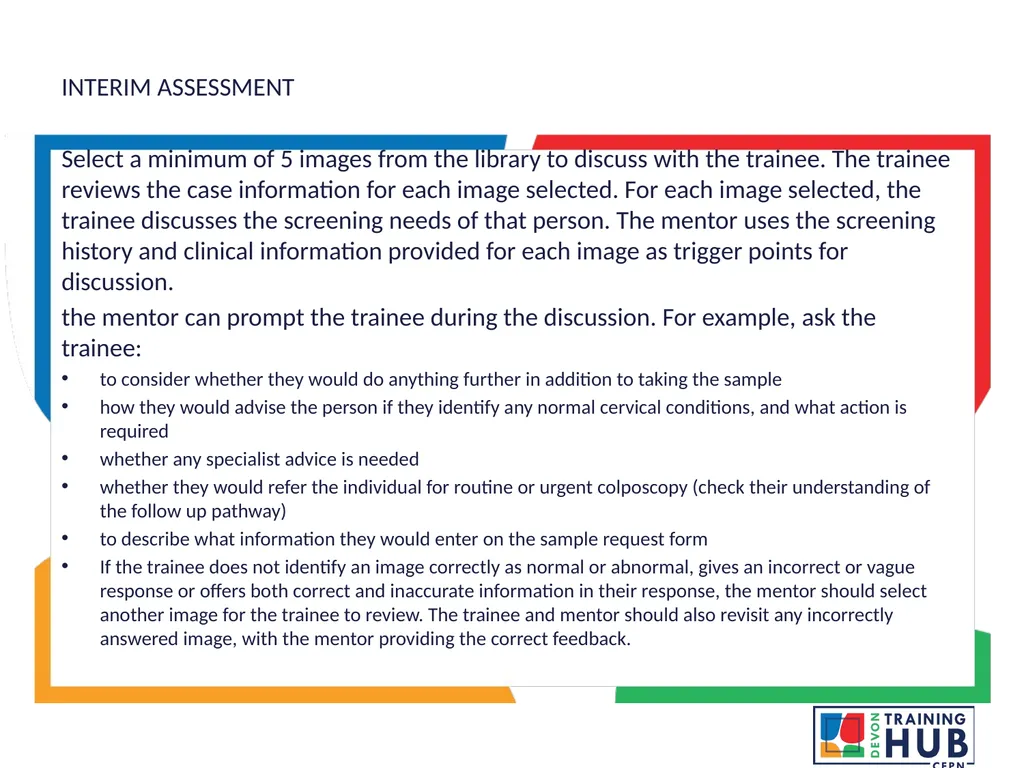 Cytology sample taker trainee internal mentor - slide 6 of 12