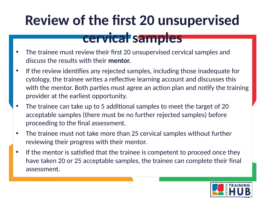 Cytology sample taker trainee internal mentor - slide 10 of 12