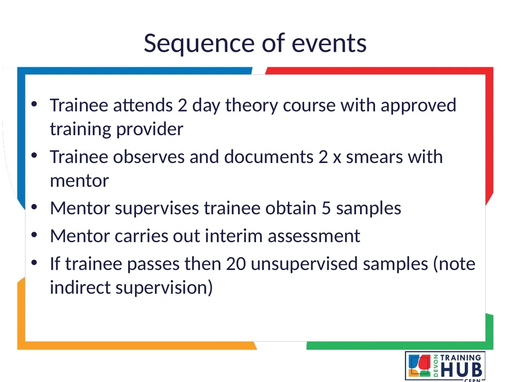 Cytology sample taker trainee internal mentor - slide 4 of 12