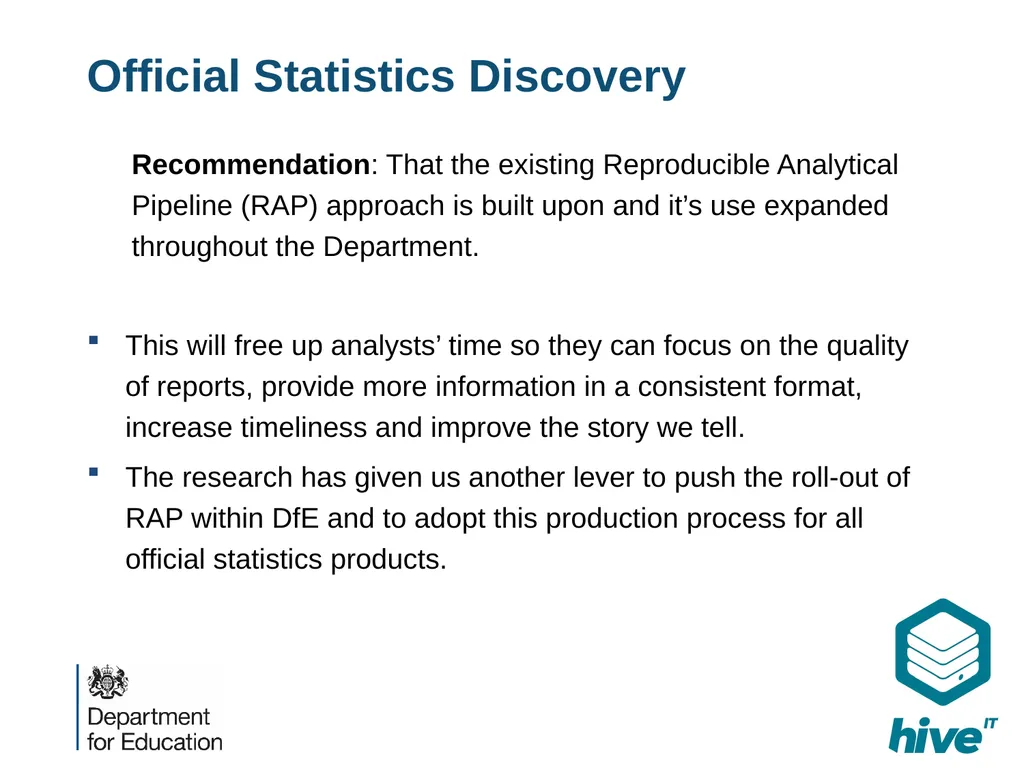 RAP in DfE - discovery and how we scale Laura - slide 4 of 7