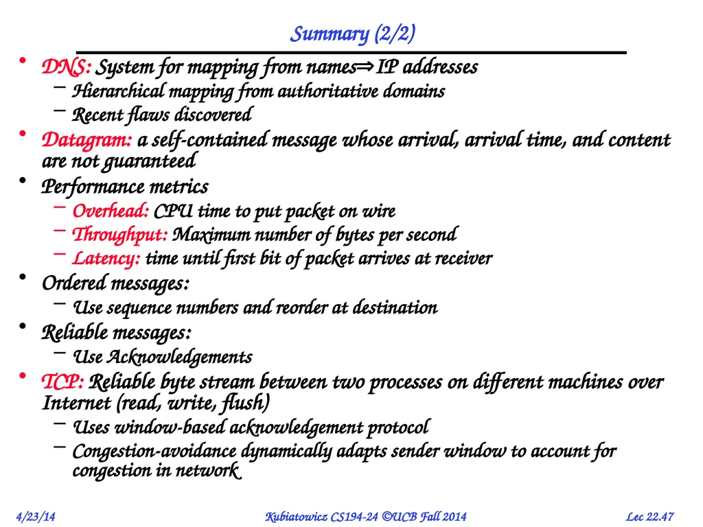 CS194-24 Advanced Operating Systems Structures and - slide 47 of 47