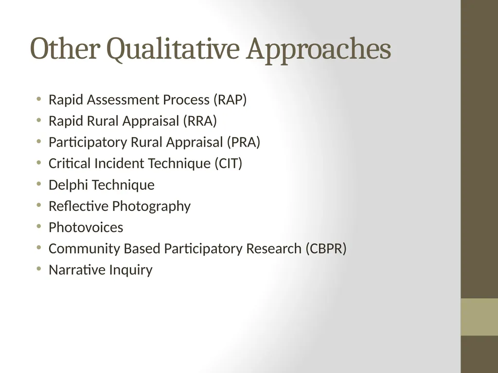 Qualitative Research Approaches Training course in - slide 79 of 80