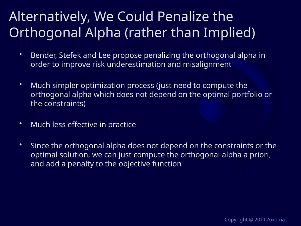 Risk and Optimization in Equity Portfolios: Is it - slide 35 of 40
