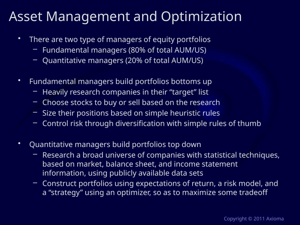 Risk and Optimization in Equity Portfolios: Is it - slide 2 of 40