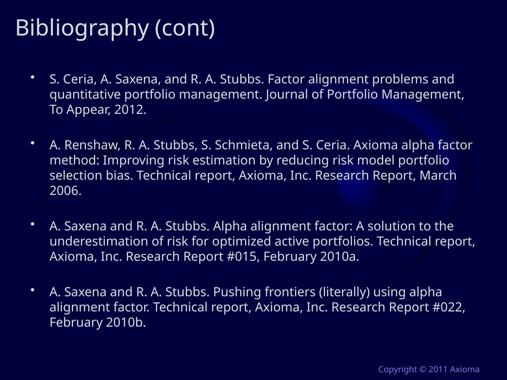 Risk and Optimization in Equity Portfolios: Is it - slide 40 of 40