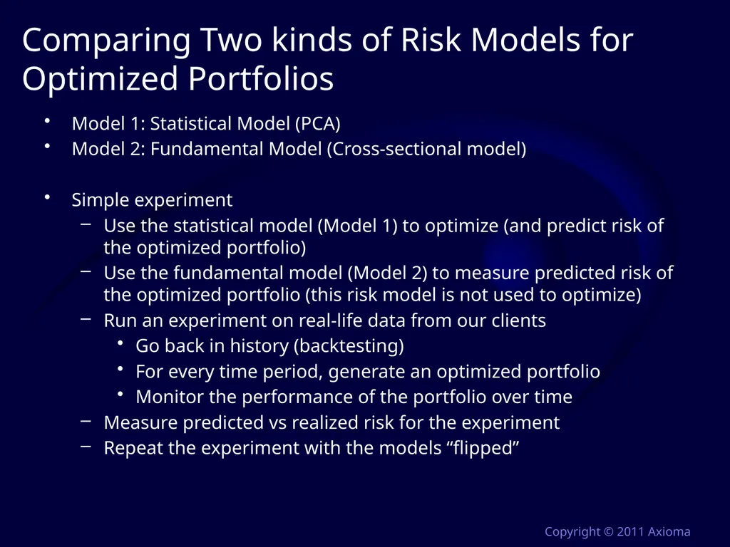 Risk and Optimization in Equity Portfolios: Is it - slide 7 of 40