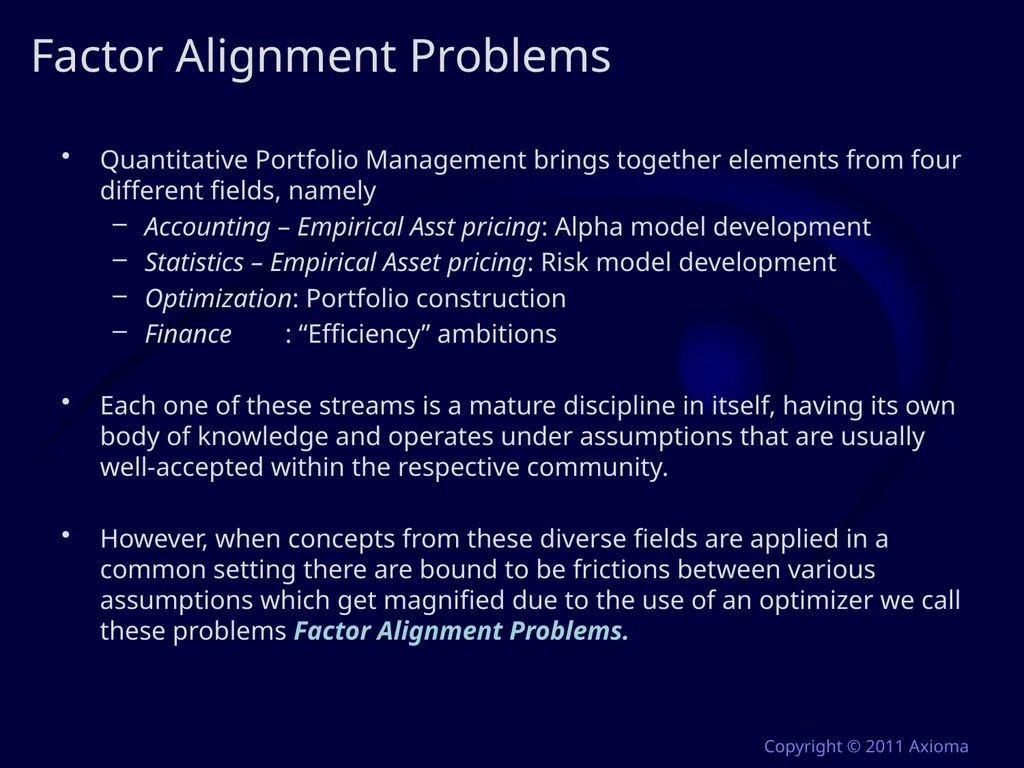 Risk and Optimization in Equity Portfolios: Is it - slide 21 of 40