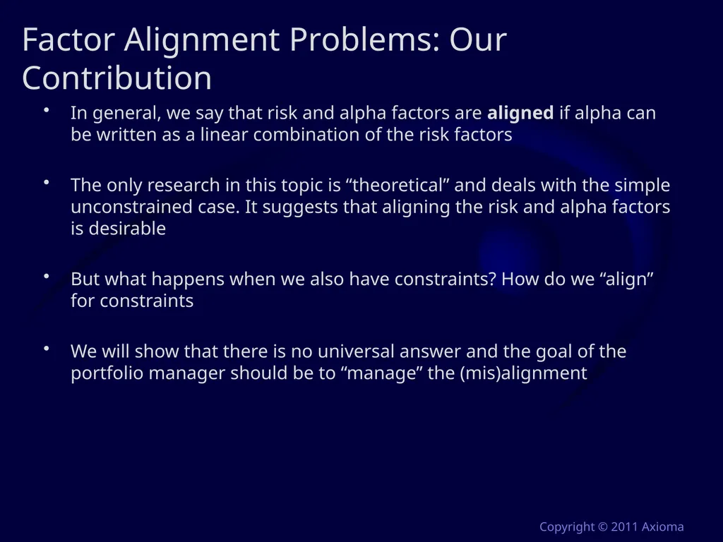 Risk and Optimization in Equity Portfolios: Is it - slide 22 of 40