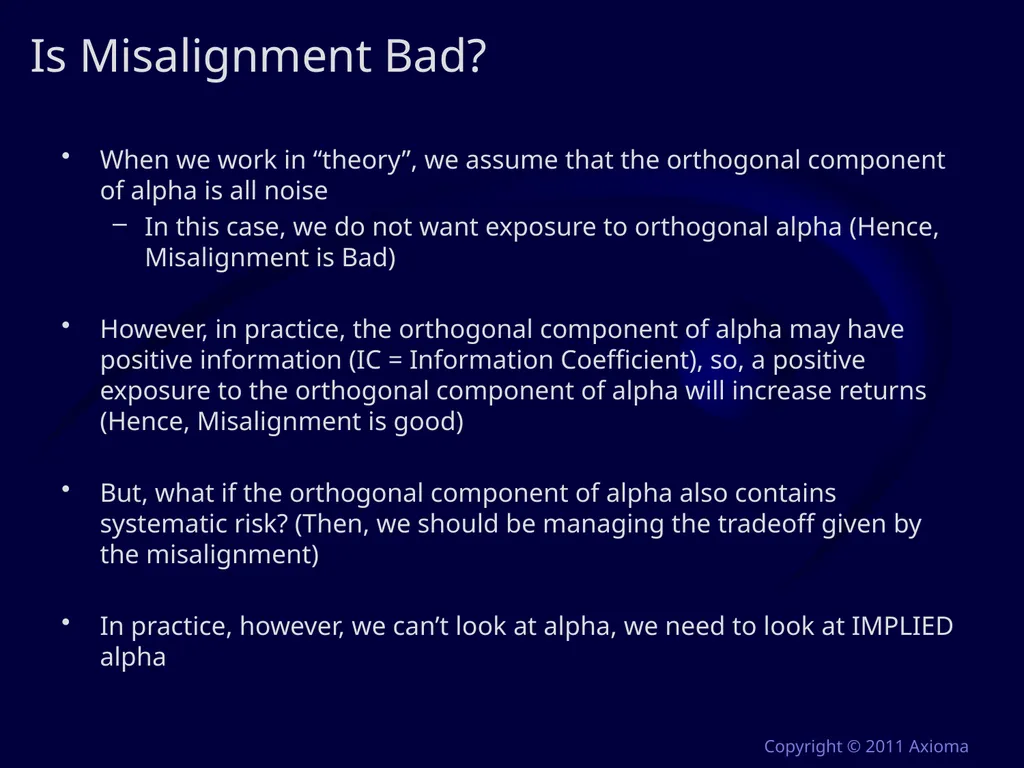 Risk and Optimization in Equity Portfolios: Is it - slide 24 of 40