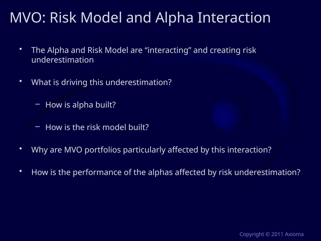 Risk and Optimization in Equity Portfolios: Is it - slide 10 of 40
