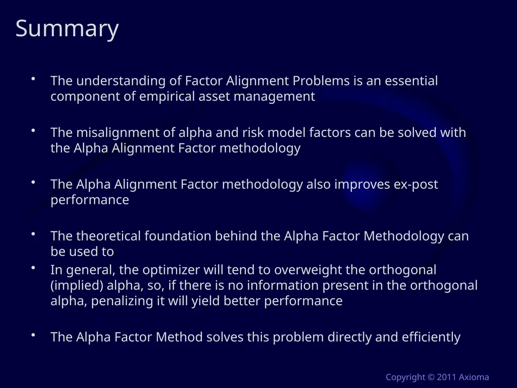 Risk and Optimization in Equity Portfolios: Is it - slide 38 of 40