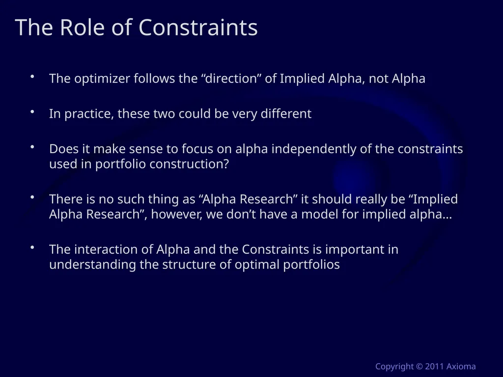 Risk and Optimization in Equity Portfolios: Is it - slide 18 of 40