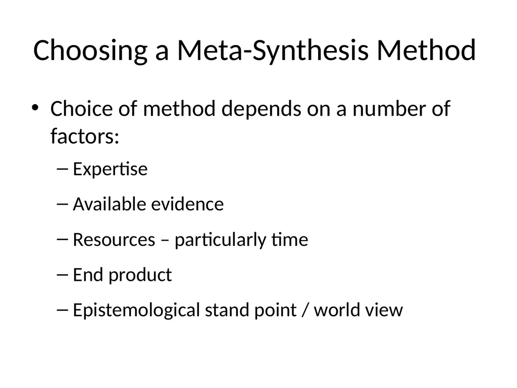 Meta–synthesis and narrative synthesis Victoria - slide 24 of 24