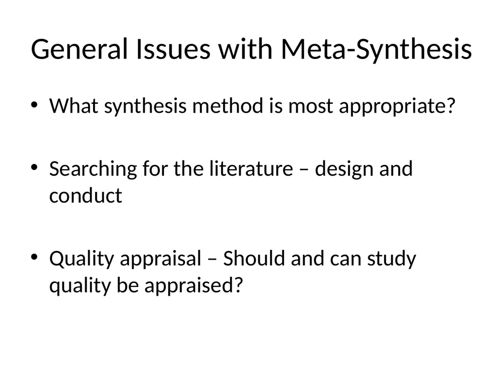 Meta–synthesis and narrative synthesis Victoria - slide 23 of 24