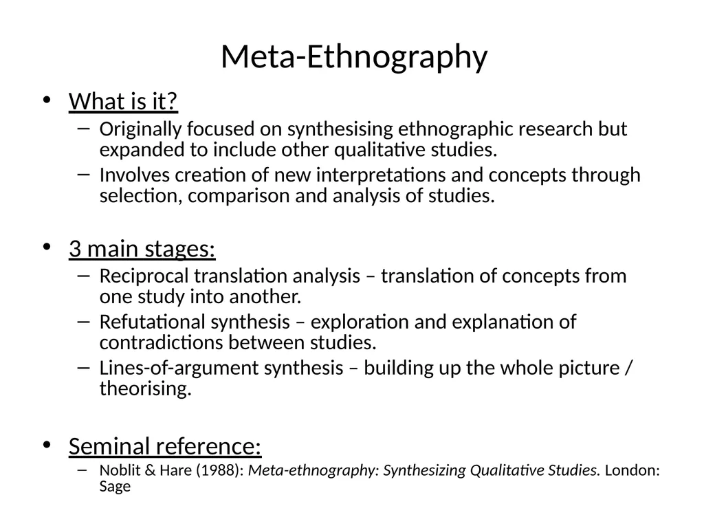 Meta–synthesis and narrative synthesis Victoria - slide 9 of 24