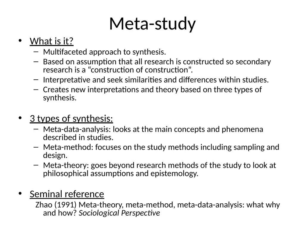 Meta–synthesis and narrative synthesis Victoria - slide 11 of 24