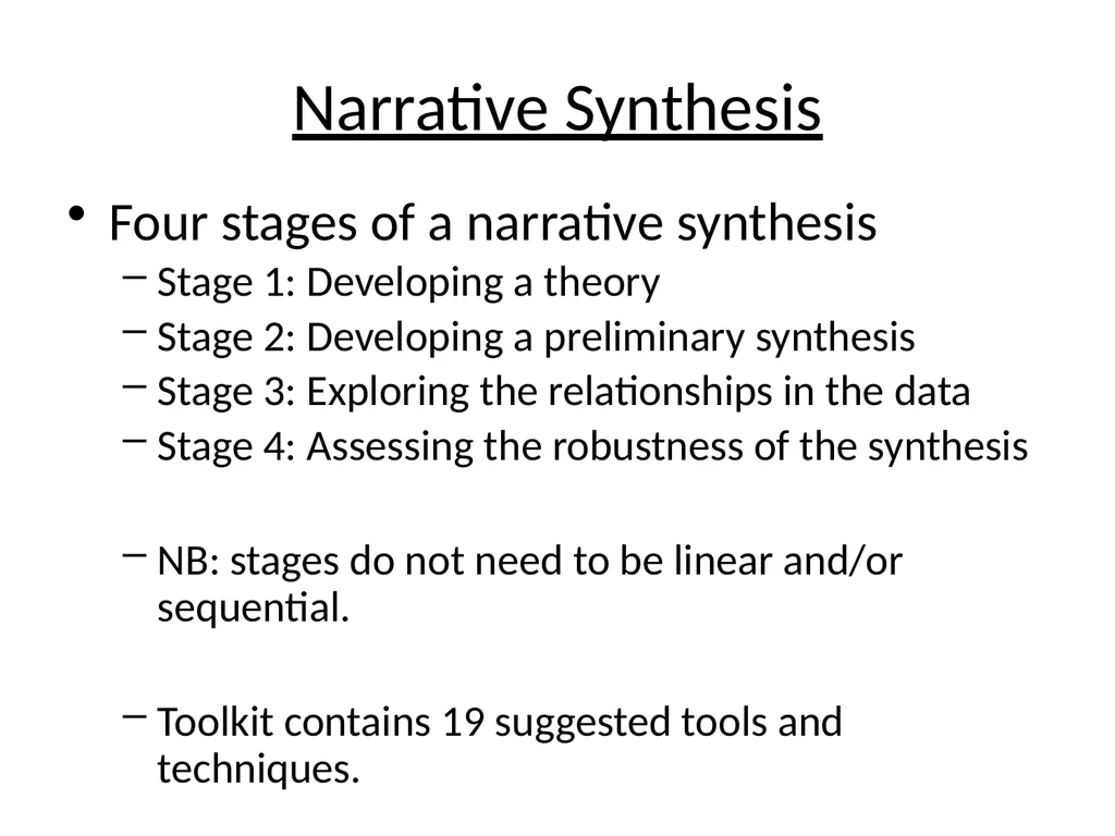 Meta–synthesis and narrative synthesis Victoria - slide 16 of 24