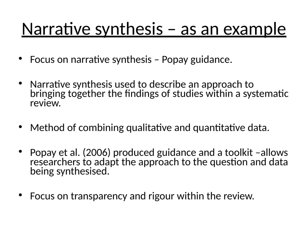 Meta–synthesis and narrative synthesis Victoria - slide 15 of 24