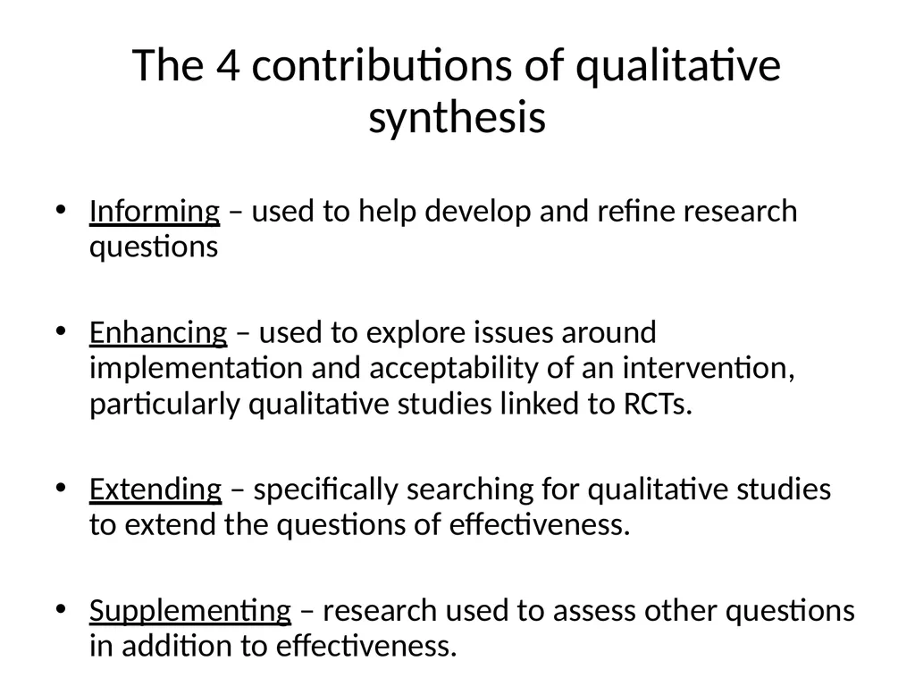 Meta–synthesis and narrative synthesis Victoria - slide 4 of 24