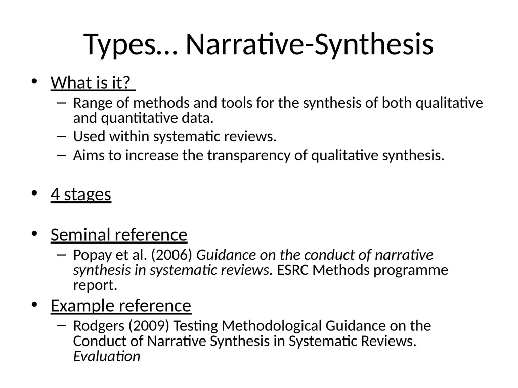 Meta–synthesis and narrative synthesis Victoria - slide 12 of 24