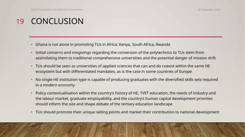 The conversion of polytechnics to technical - slide 19 of 20