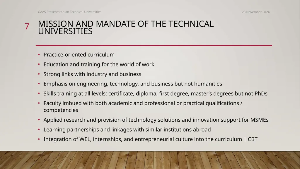 The conversion of polytechnics to technical - slide 7 of 20