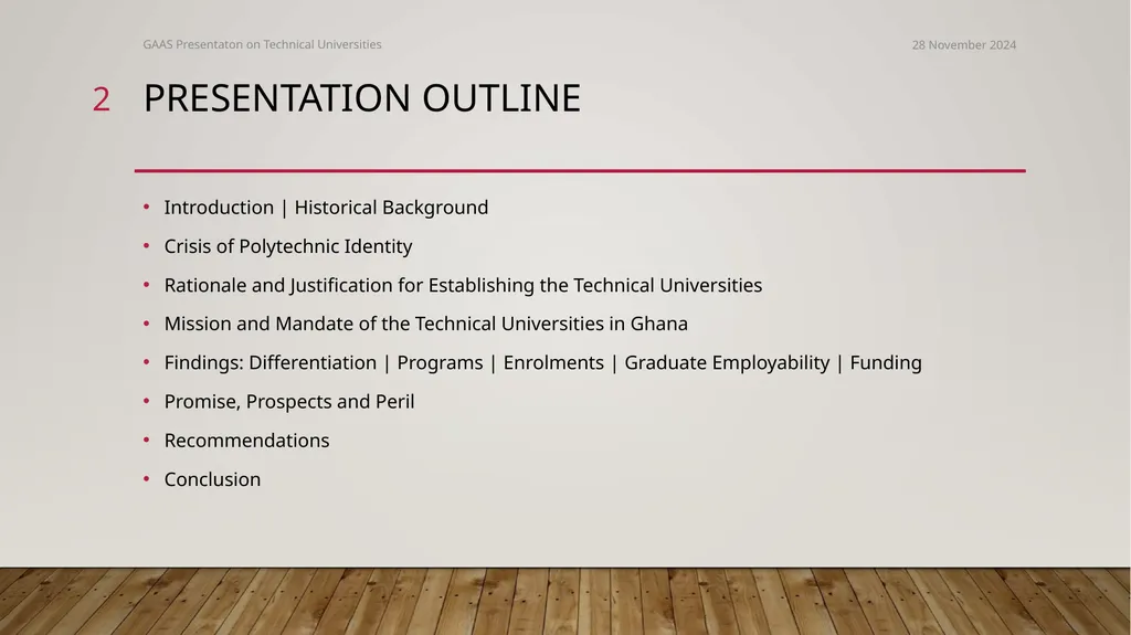The conversion of polytechnics to technical - slide 2 of 20