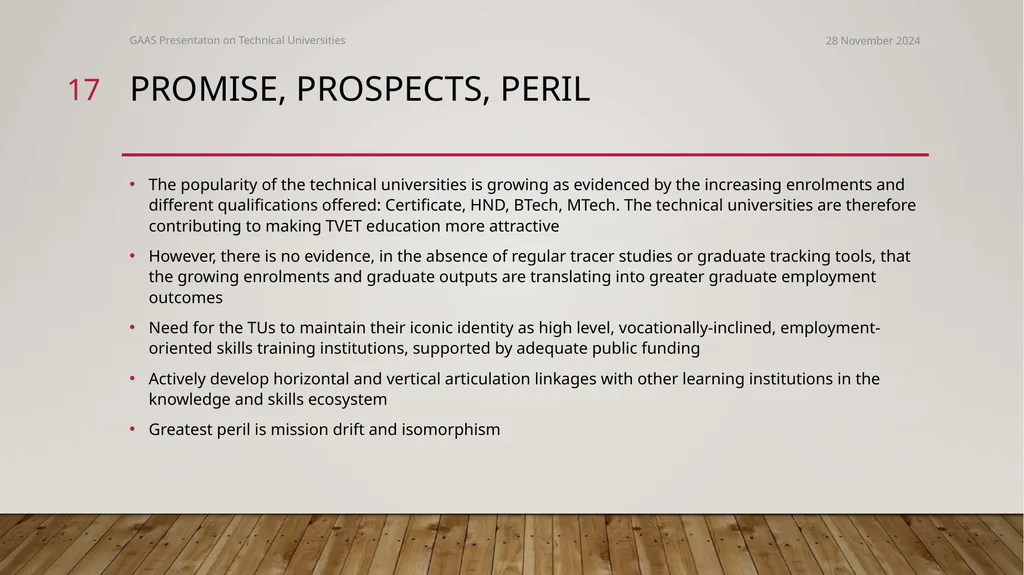 The conversion of polytechnics to technical - slide 17 of 20