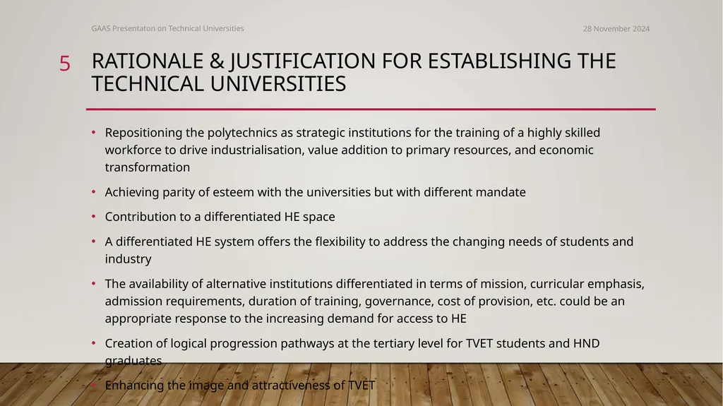 The conversion of polytechnics to technical - slide 5 of 20