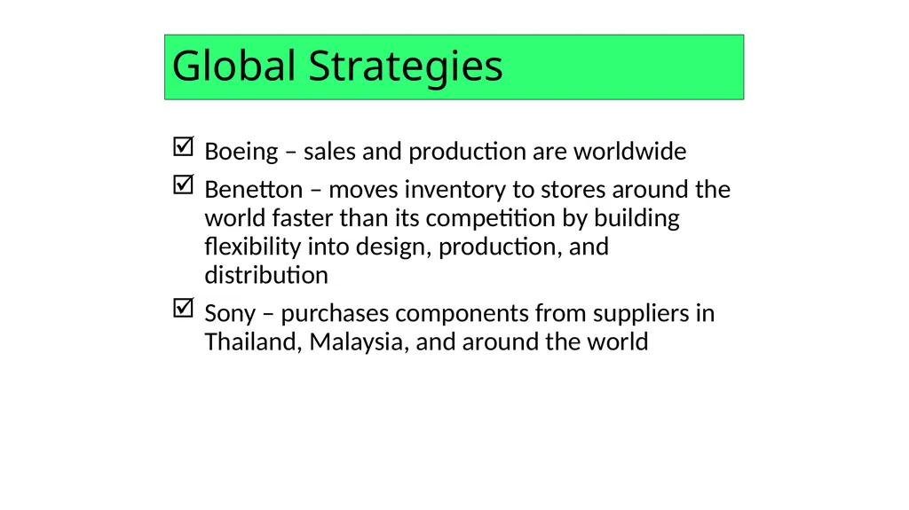 Global Strategies Boeing – sales and production