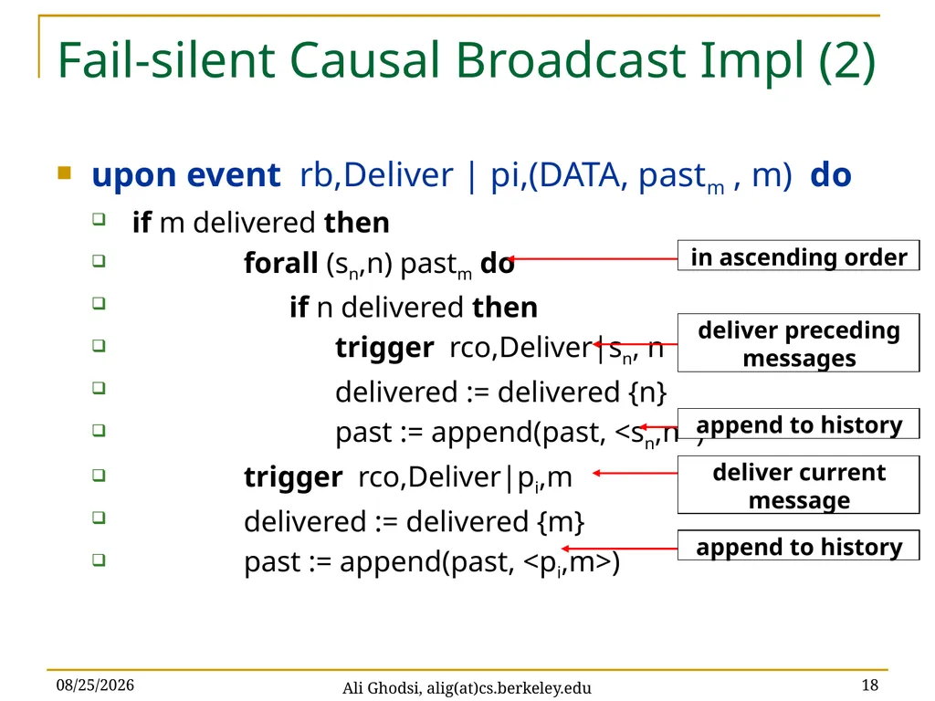 Causal Reliable Broadcast Ali Ghodsi – UC Berkeley - slide 18 of 35
