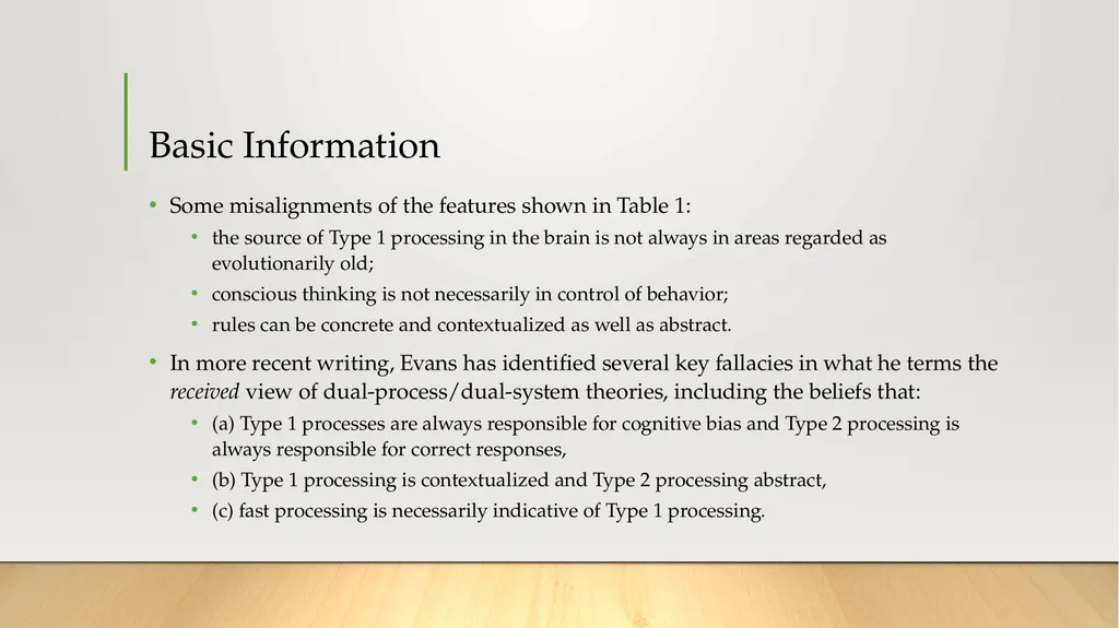 Dual-Process Theories of Higher Cognition: - slide 4 of 18