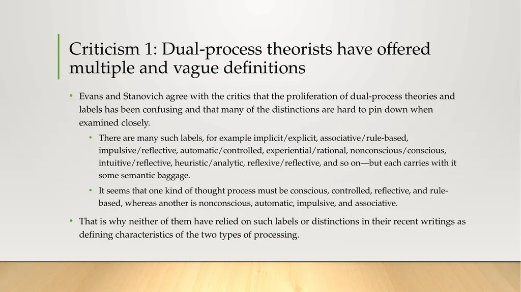 Dual-Process Theories of Higher Cognition: - slide 7 of 18