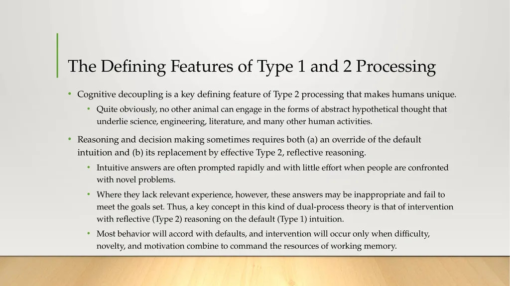 Dual-Process Theories of Higher Cognition: - slide 17 of 18