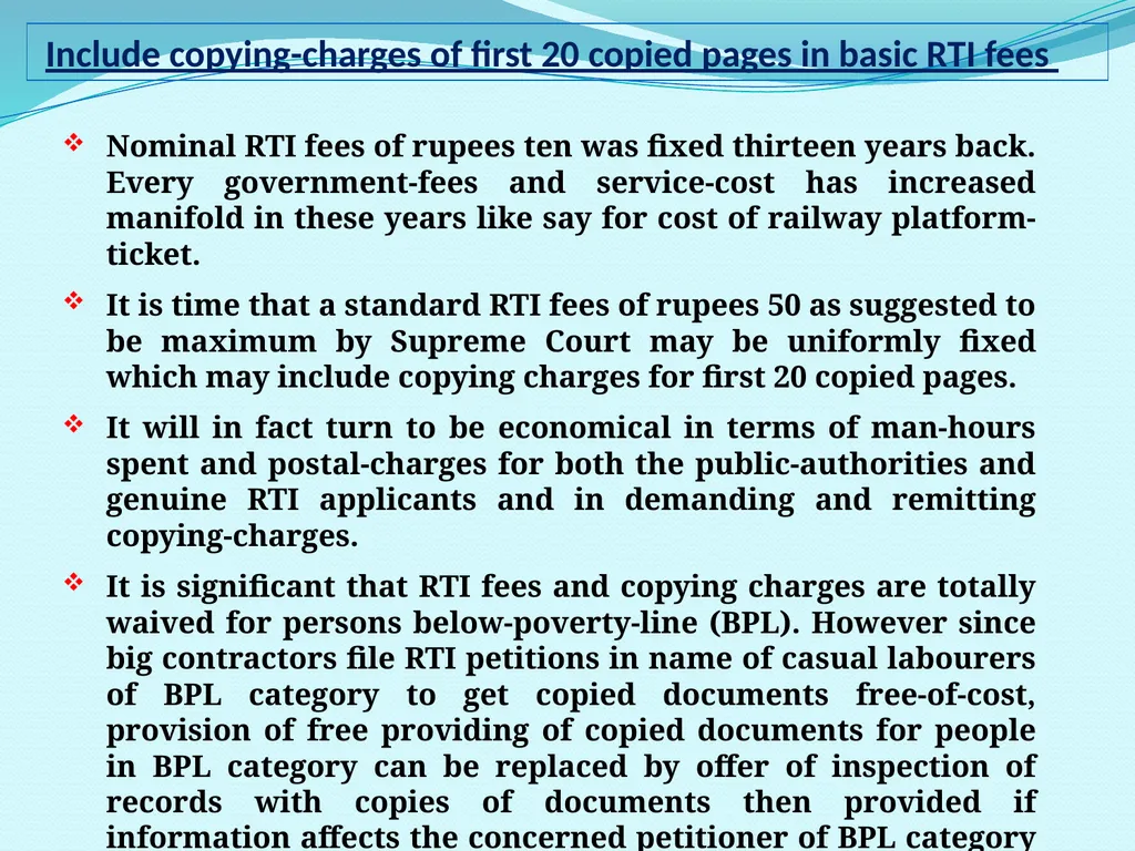 Presentation on RTI rules rather than RTI Act need - slide 11 of 18
