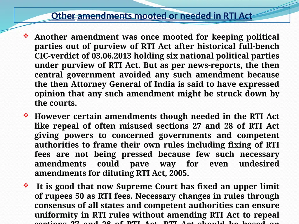 Presentation on RTI rules rather than RTI Act need - slide 4 of 18